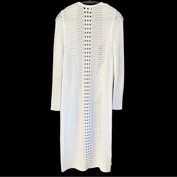 Express Crochet Open Knit Maxi Cardigan Coverup White S Boho Hippie Festival - Picture 4 of 8